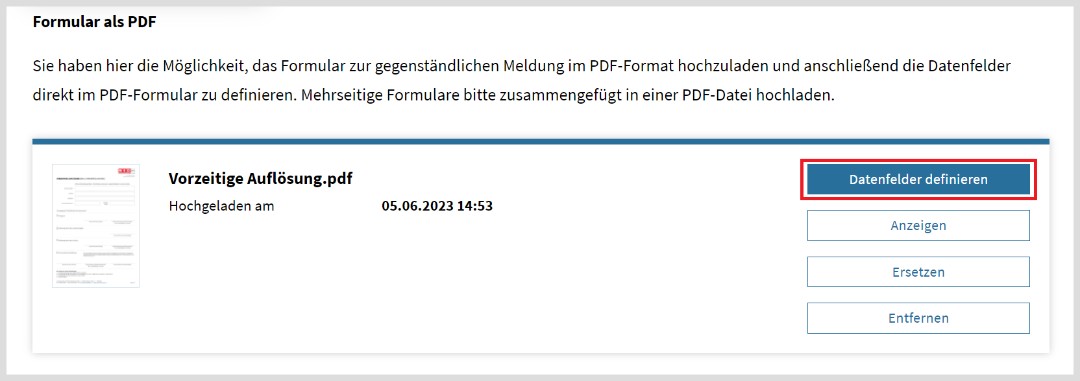 Button Datenfeld definieren