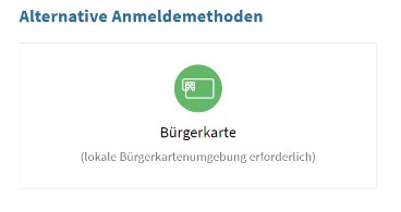 Anmeldefeld im USP mittels Bürgerkarte