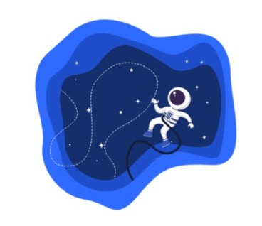 Illustration eines Astronauten, der im Weltraum schwebt