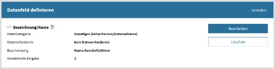 Hauptdatenfeld