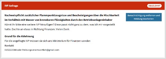IVP-Anfrage Abgelehnt