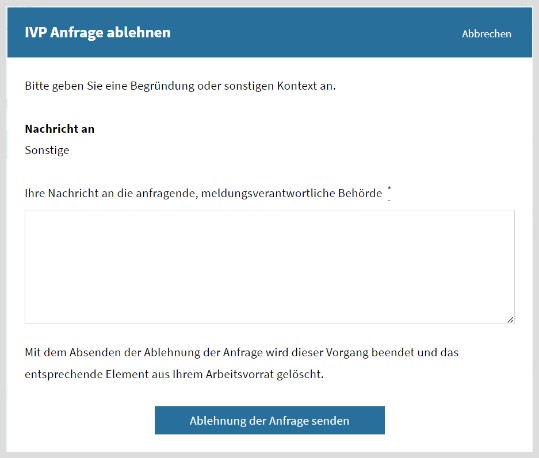 IVP-Anfrage Ablehnen