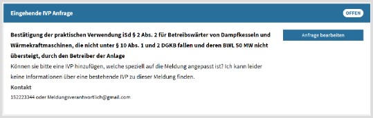 IVP-Anfrage Eingehende IVP Anfrage
