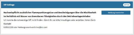 Meldung in Bearbeitung